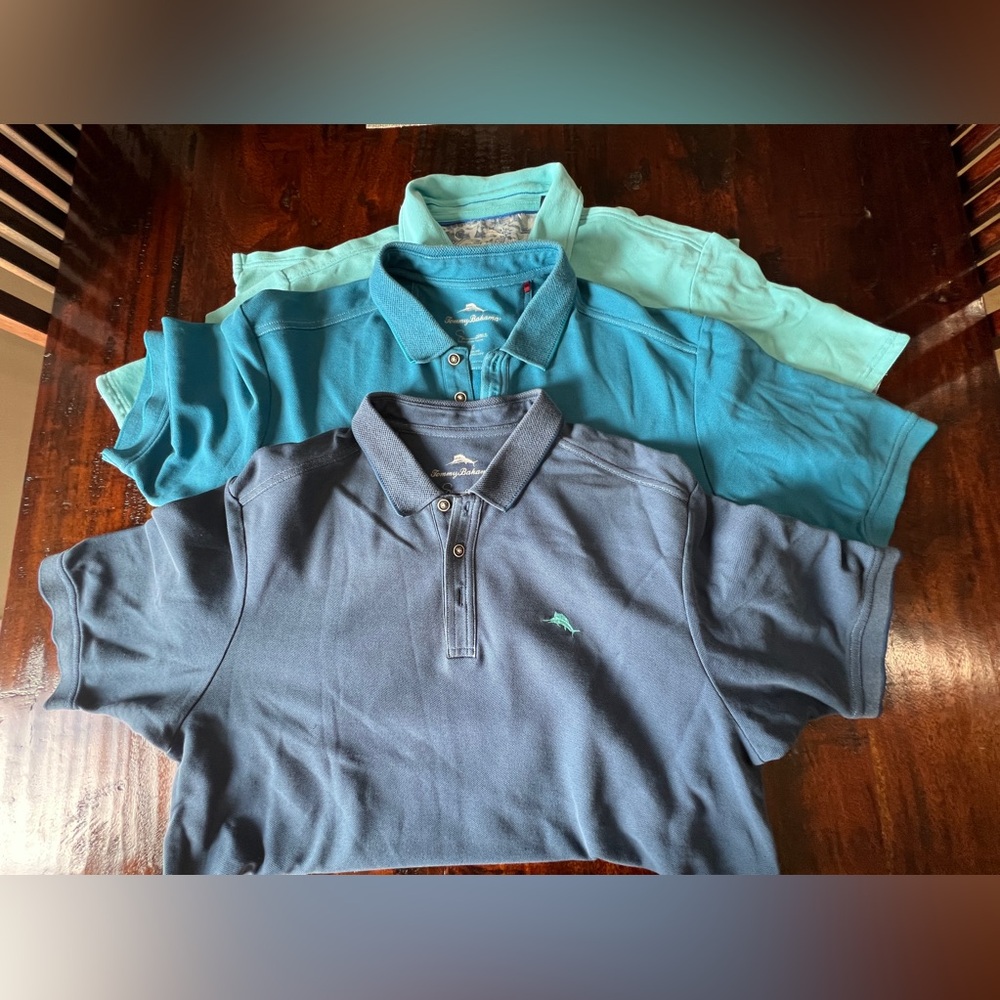 Tommy Bahama Polo Shirt Trio in Blue Tones size Large